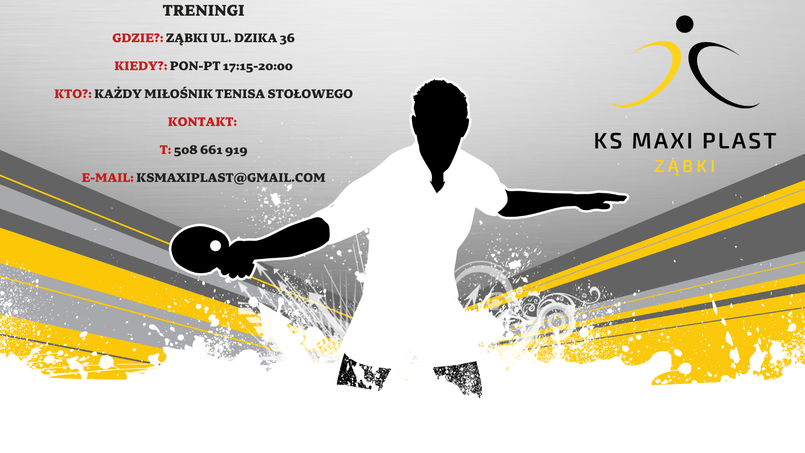 Plakat treningu Ząbki Treningi Tenisa Stołowego