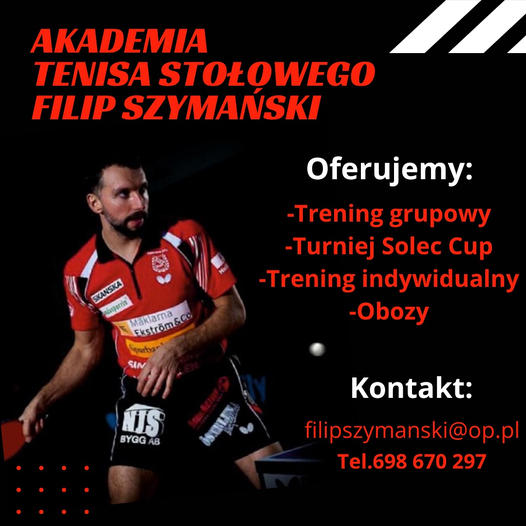 Plakat treningu Akademia Tenisa Stołowego Filip Szymański