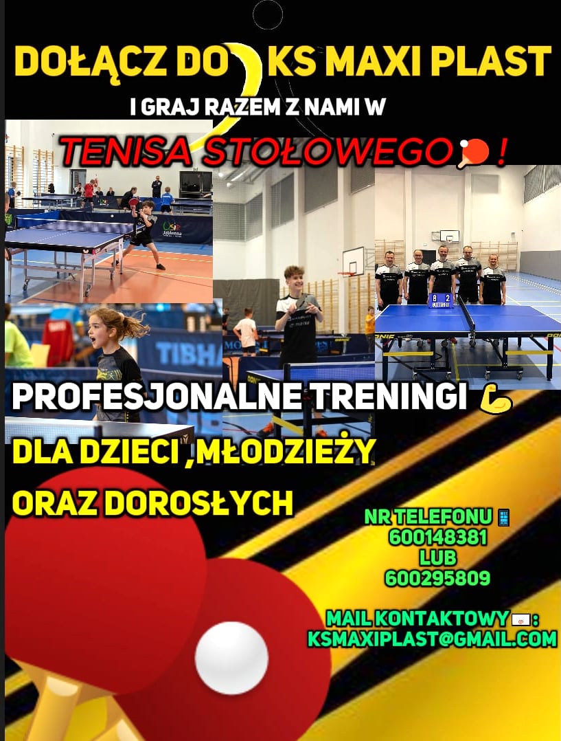 Plakat treningu Ząbki Treningi Tenisa Stołowego