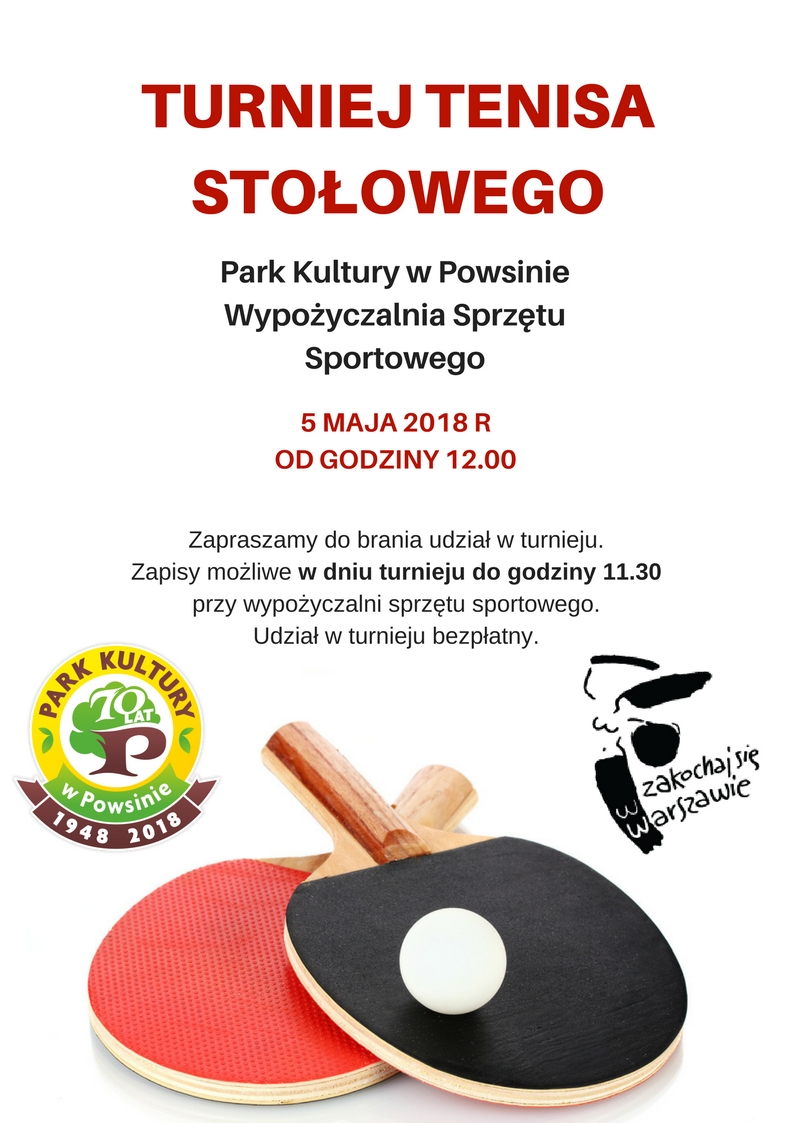 Plakat turnieju Turniej Tenisa Stołowego w Powsinie