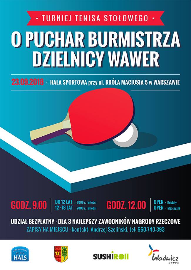 Plakat turnieju Turniej o Puchar Burmistrza Dzielnicy Wawer