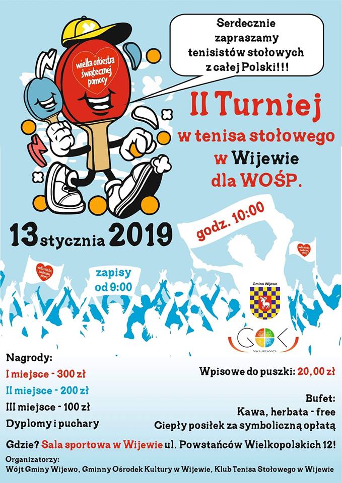 Plakat turnieju Turniej WOŚP w Wijewie