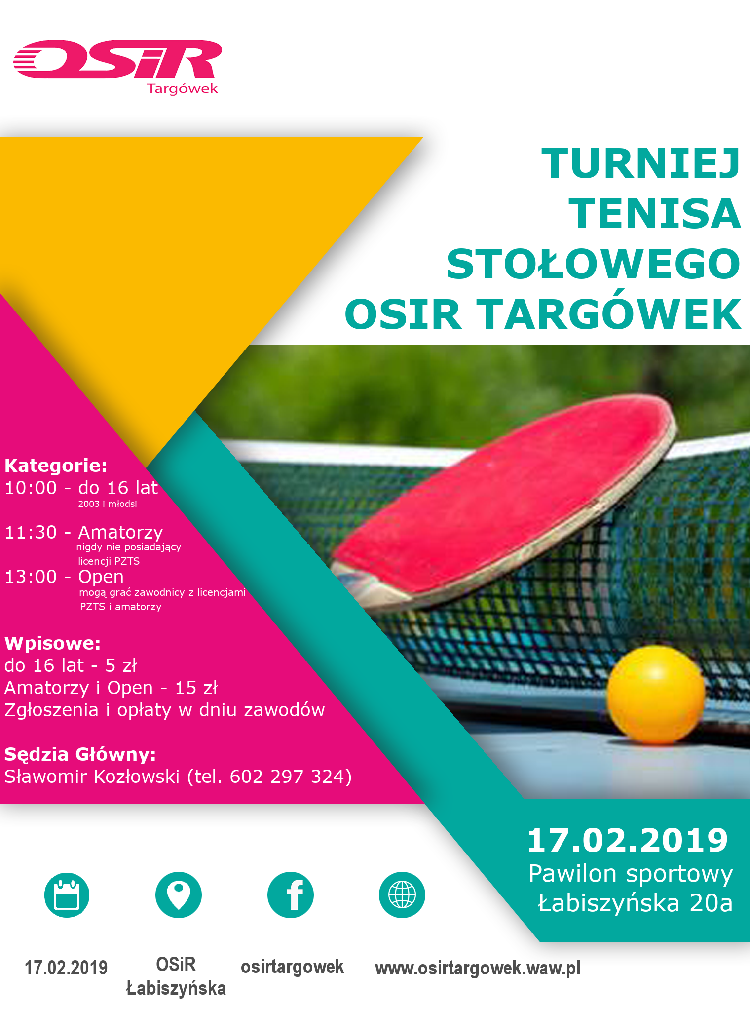 Plakat turnieju Cykl turniejów tenisa stołowego na Łabiszyńskiej