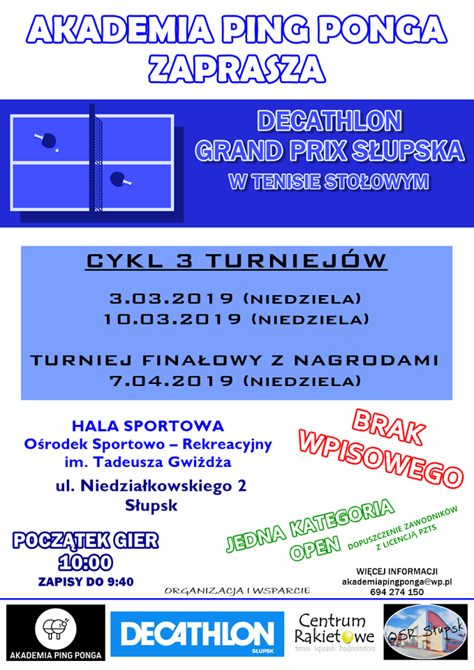 Plakat turnieju Decathlon Grand Prix Słupska- 1 turniej