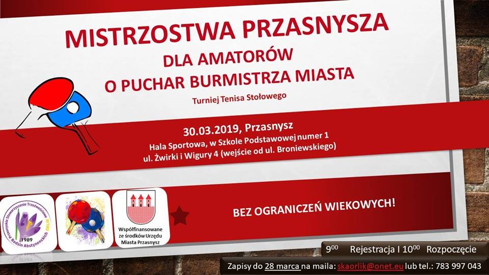 Plakat turnieju Mistrzostwa Przasnysza dla amatorów o Puchar Burmistrza Miasta