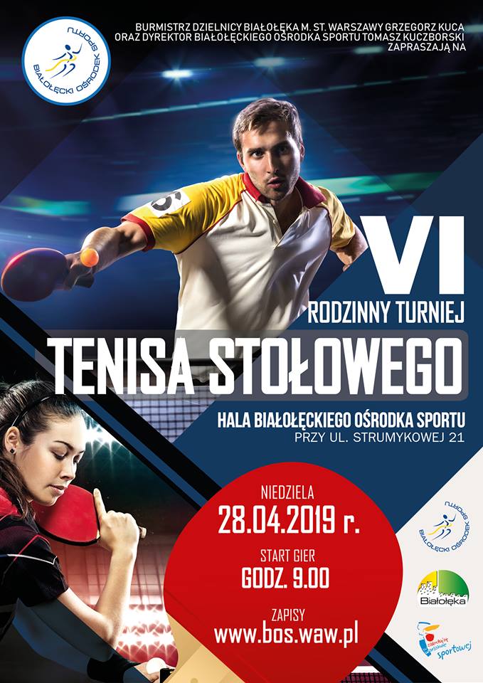Plakat turnieju VI Rodzinny Turniej Tenisa Stołowego