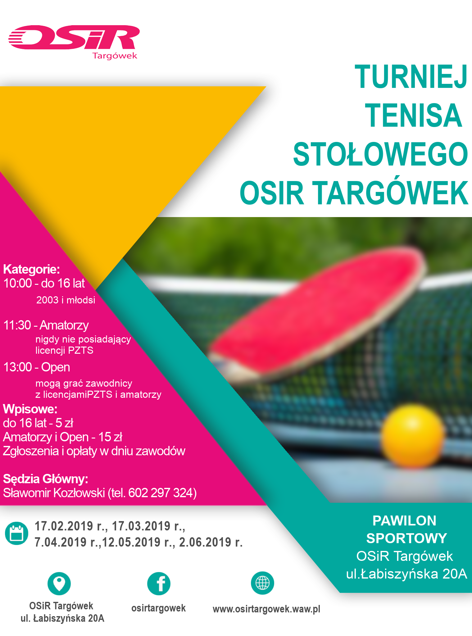 Plakat turnieju Cykl turniejów tenisa stołowego na Łabiszyńskiej - IV Turniej
