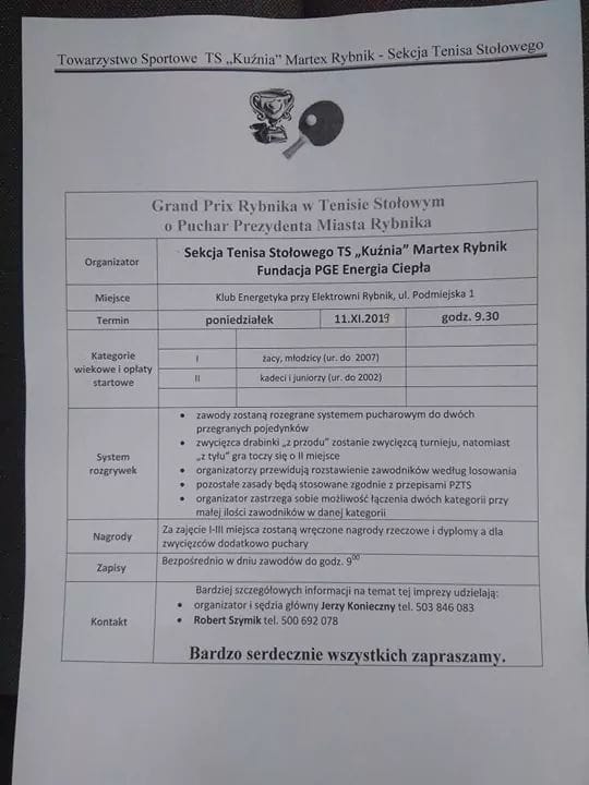 Plakat turnieju Grand Prix Rybnika