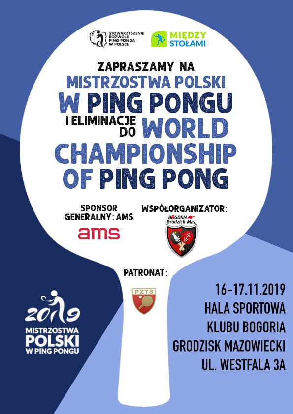 Plakat turnieju Mistrzostwa Polski w Ping Pongu - elminiacje do Mistrzostw Świata