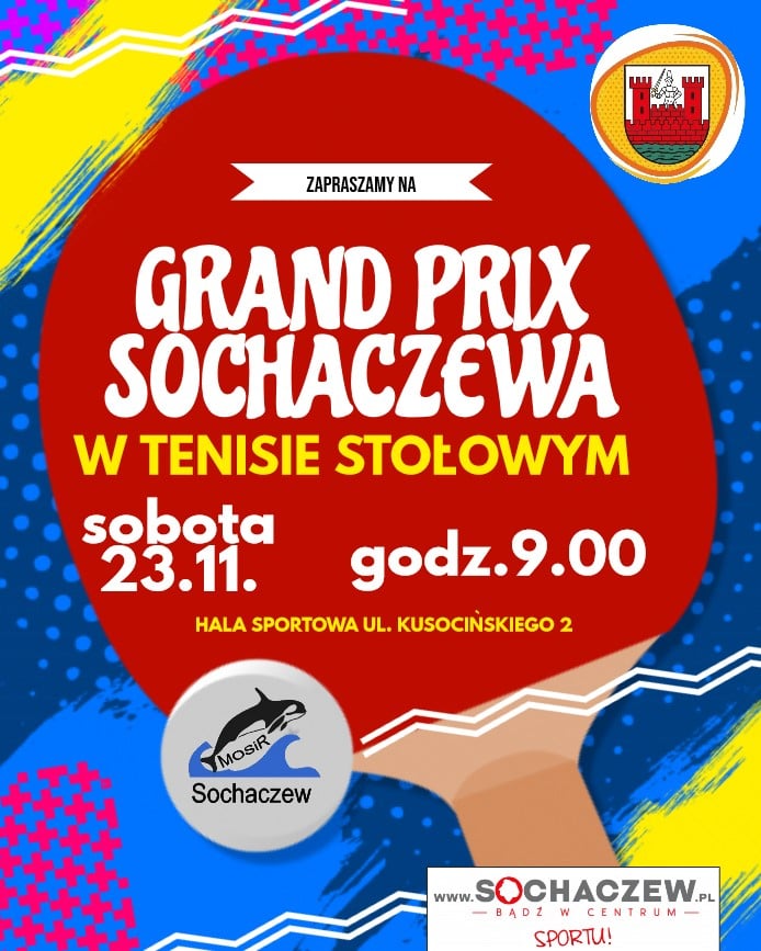 Plakat turnieju III Grand Prix Sochaczewa w Tenisie Stołowym 2019