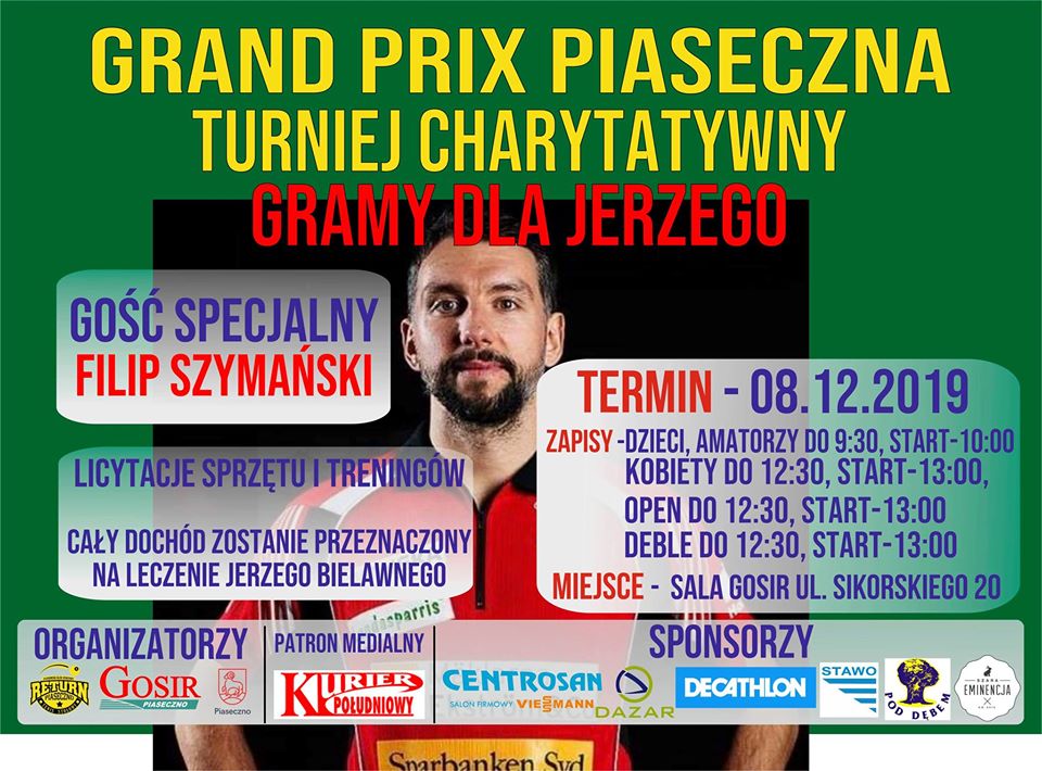 Plakat turnieju Grand Prix Piaseczna w tenisie stołowym 2019 - IV Turniej