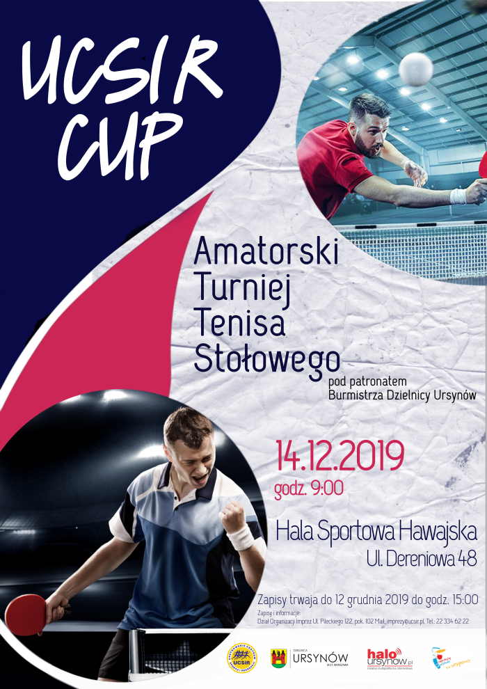 Plakat turnieju UCSiR CUP Amatorski Turniej Tenisa Stołowego