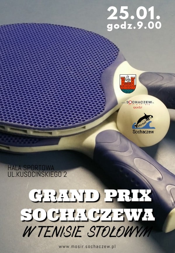 Plakat turnieju V Grand Prix Sochaczewa w Tenisie Stołowym 2019/2020