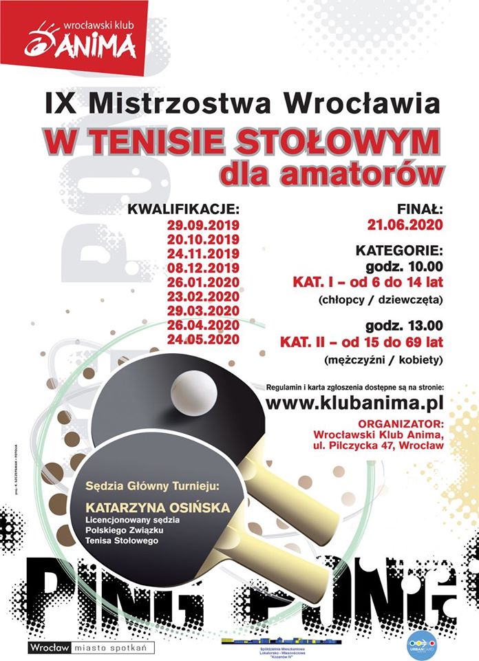Plakat turnieju IX Mistrzostwa Wrocławia w Tenisie Stołowym dla amatorów- Kwalifikacje- 2 turniej