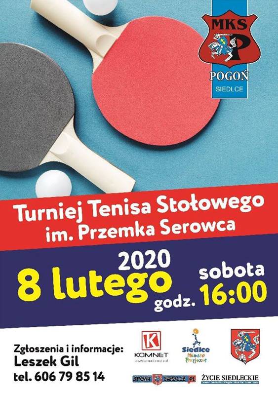 Plakat turnieju Turniej Tenisa Stołowego im. Przemka Serowca