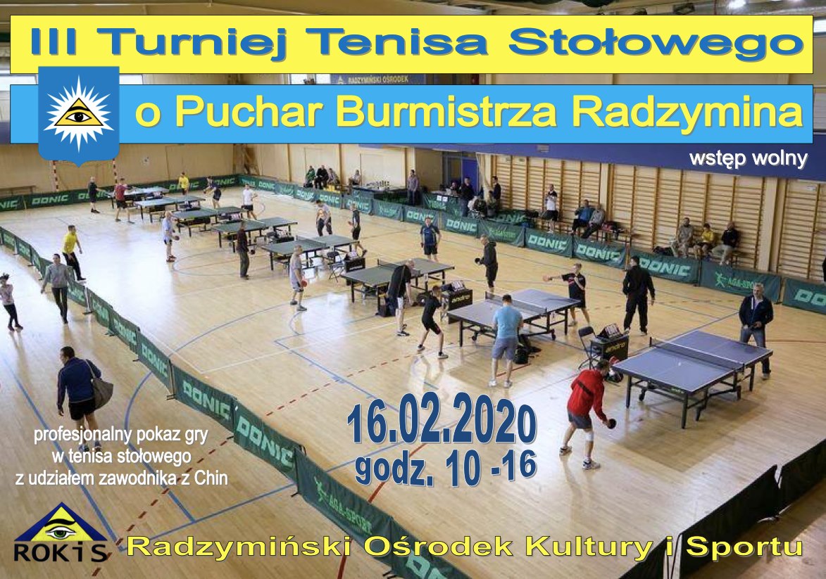 Plakat turnieju III Otwarty Turniej Tenisa Stołowego w Radzyminie