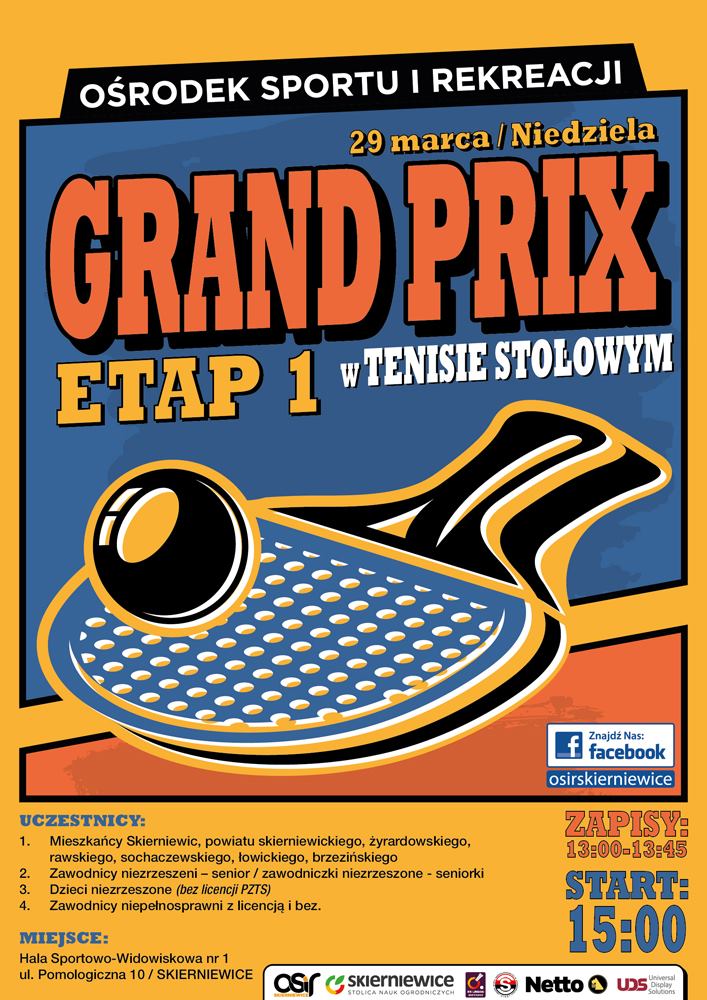 Plakat turnieju GRAND PRIX W TENISIE STOŁOWYM 2020 - etap 1