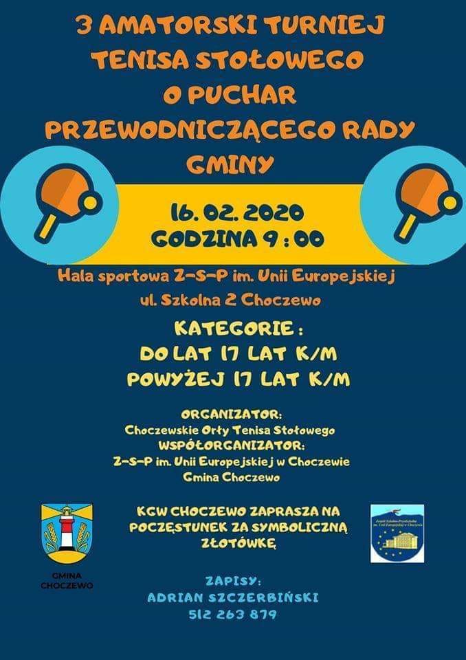 Plakat turnieju 3 Amatorski Turniej o Puchar Przewodniczącego Rady Gminy Choczewo