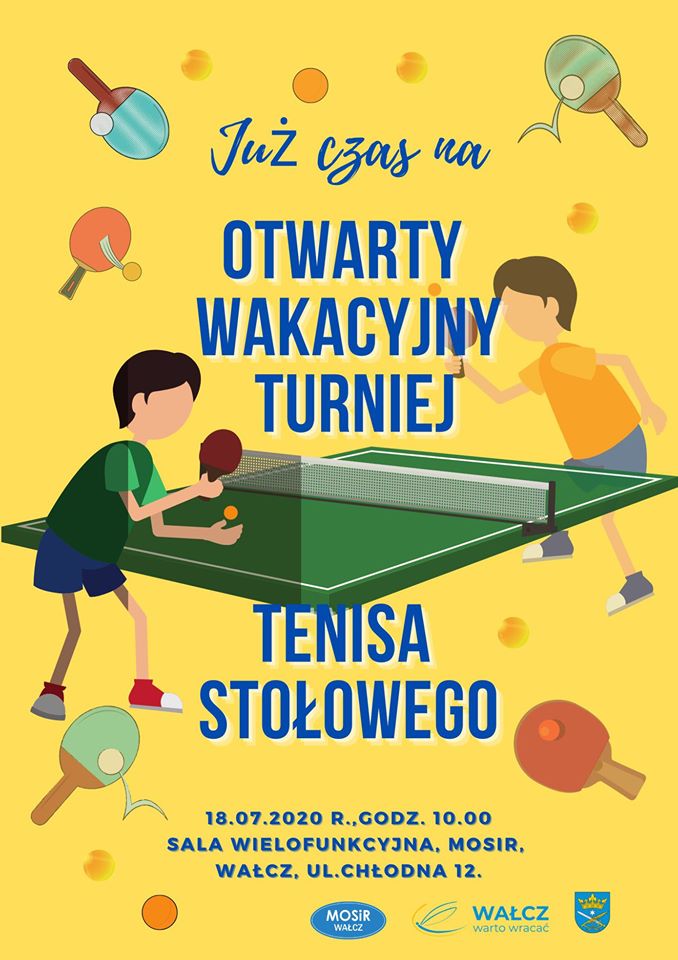 Plakat turnieju Otwarty wakacyjny turniej tenisa stołowego