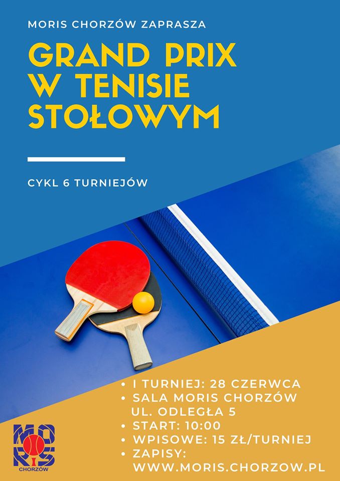 Plakat turnieju Grand Prix w Tenisie Stołowym - Turniej I