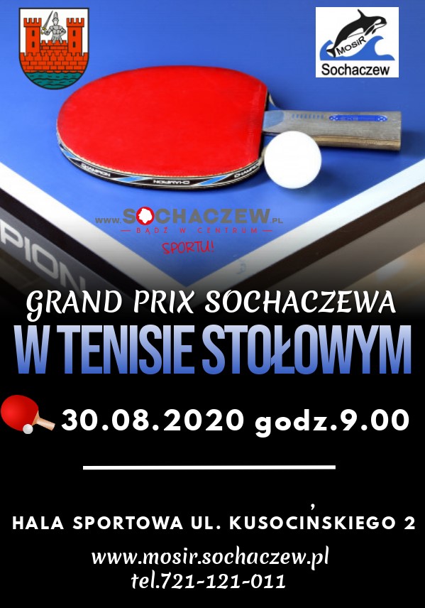 Plakat turnieju VII Grand Prix Sochaczewa w Tenisie Stołowym 2019/2020