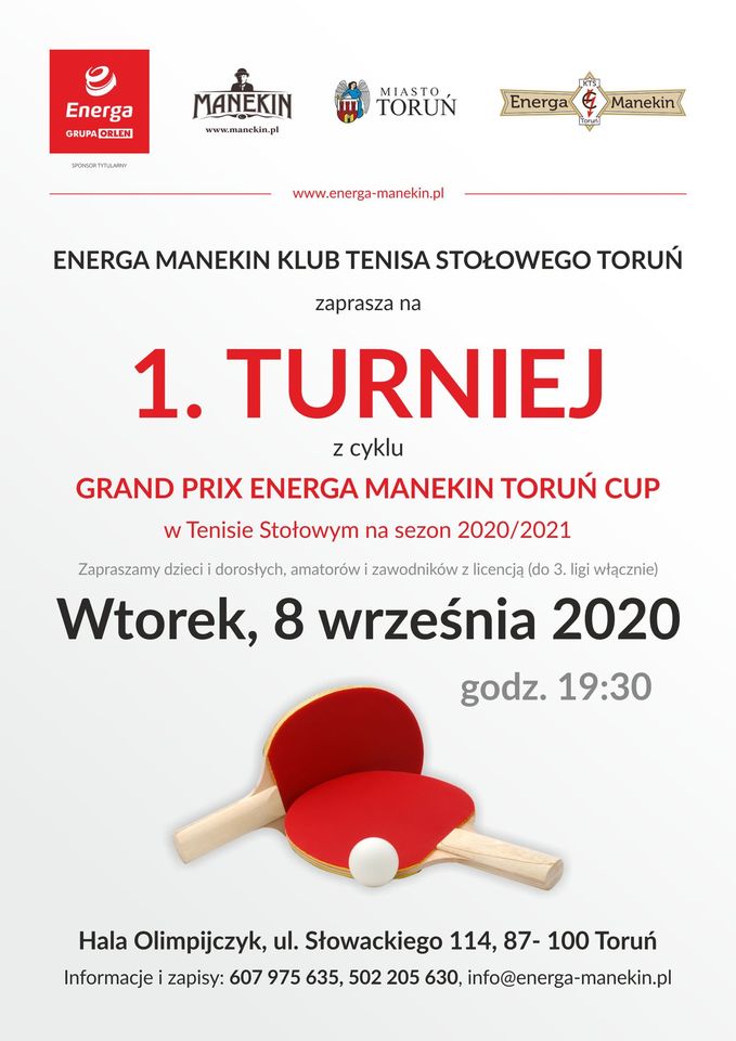 Plakat turnieju Grand Prix Energa Manekin Toruń Cup - 1 turniej cyklu