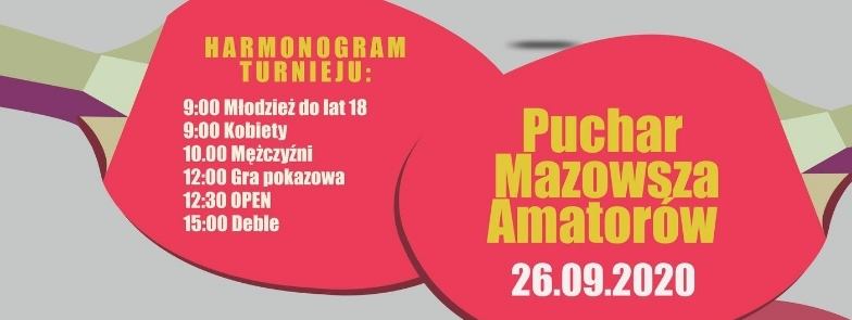 Plakat turnieju Puchar Mazowsza Amatorów w Tenisie Stołowym 2020