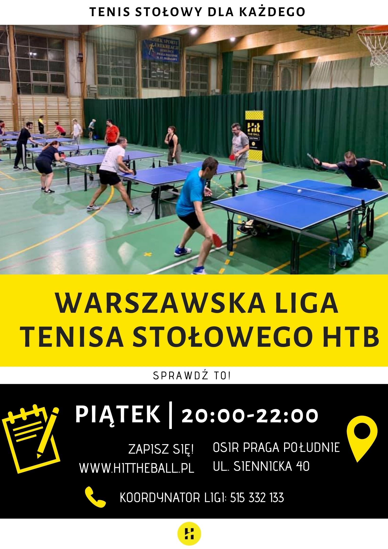 Plakat turnieju Warszawa Liga Tenisa Stołowego 2020 - 12  termin