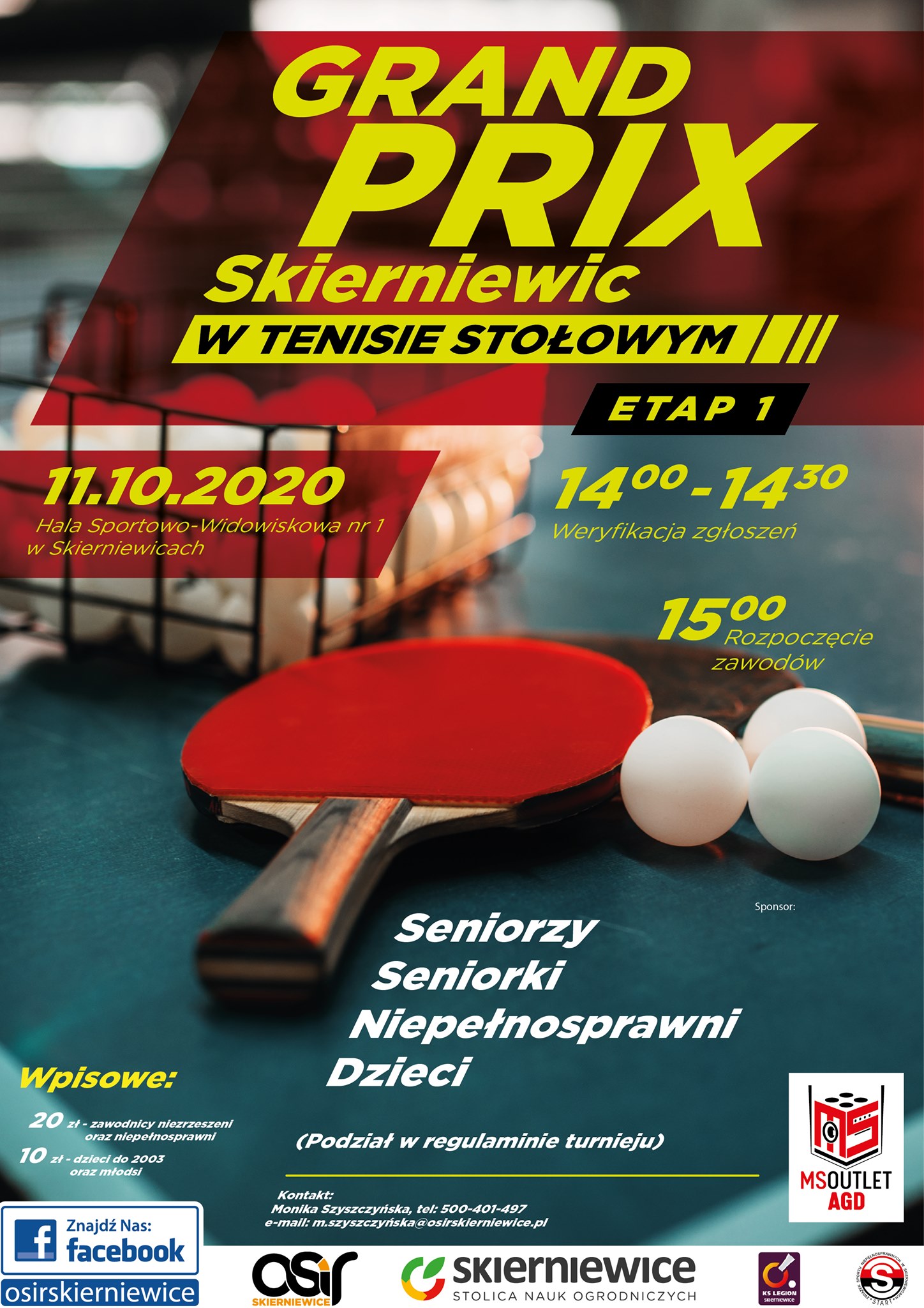 Plakat turnieju GRAND PRIX W TENISIE STOŁOWYM 2020 - etap 1