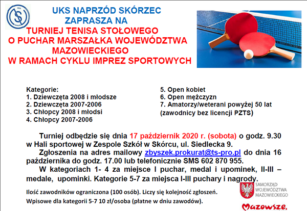 Plakat turnieju Puchar Marszałka Województwa Mazowieckiego Skórzec 2020