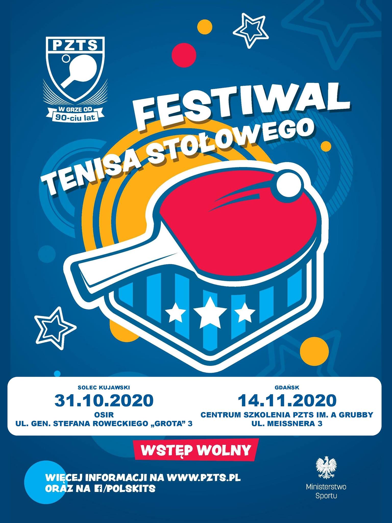 Plakat turnieju Festiwal Tenisa Stołowego 2020