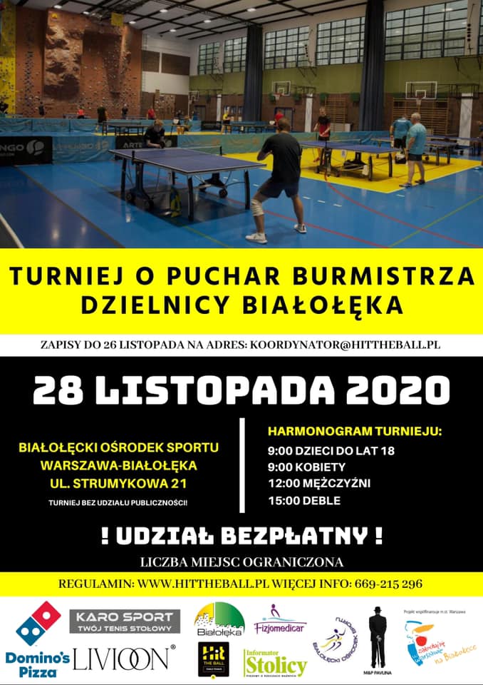 Plakat turnieju Turniej o Puchar Burmistrza Dzielnicy Białołeka 2020