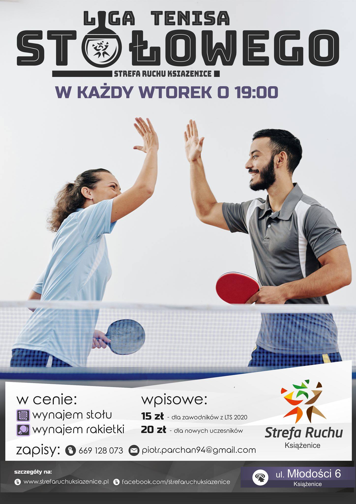 Plakat turnieju Liga Tenisa Stołowego w Książenicach 2020 - sezon JESIEŃ