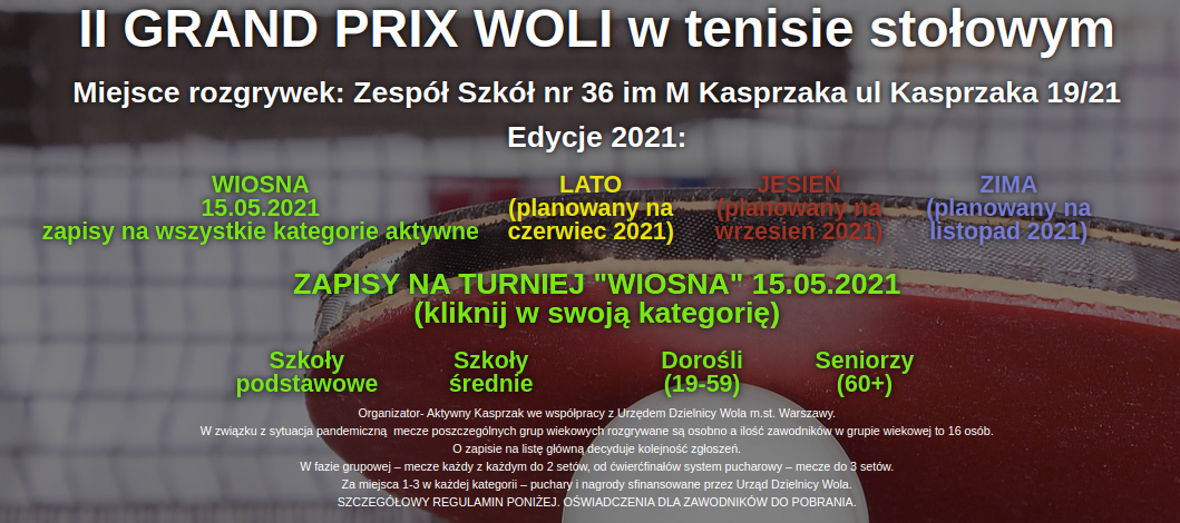 Plakat turnieju II Grand Prix Woli  - WIOSNA