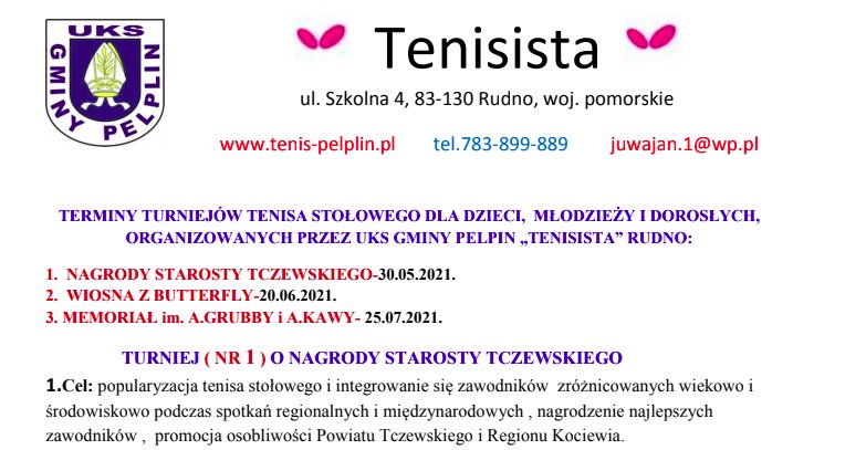 Plakat turnieju Turniej o nagrody Starosty Tczewskiego - nr 1