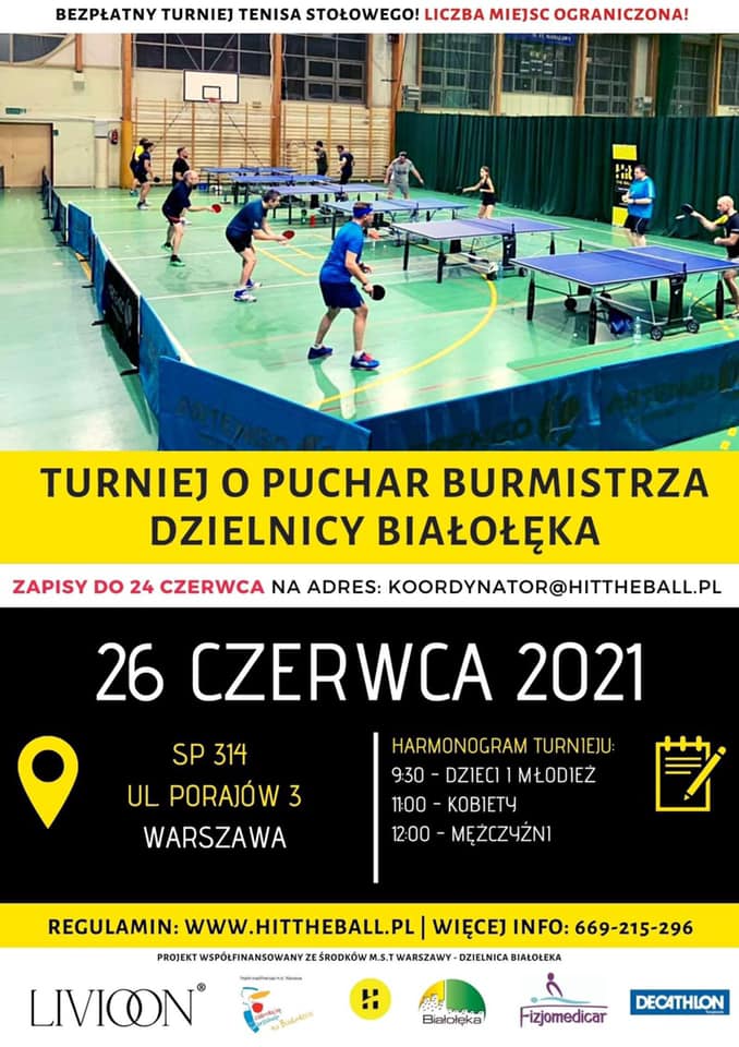 Plakat turnieju Turniej o puchar Burmistrza Dzielnicy Białołęka 2021