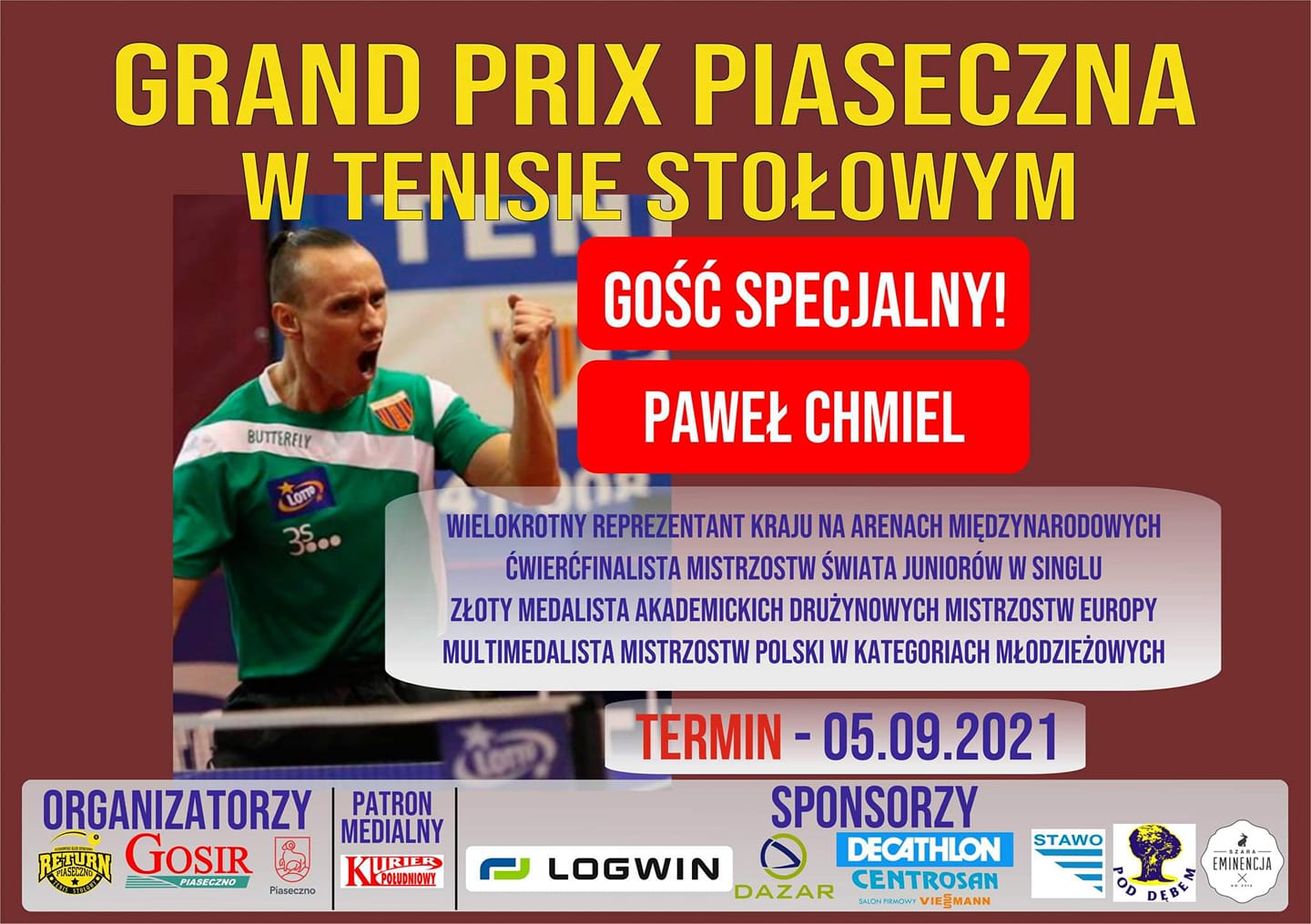 Plakat turnieju 3 turniej XXIII edycji Grand Prix Piaseczna w Tenisie Stołowym