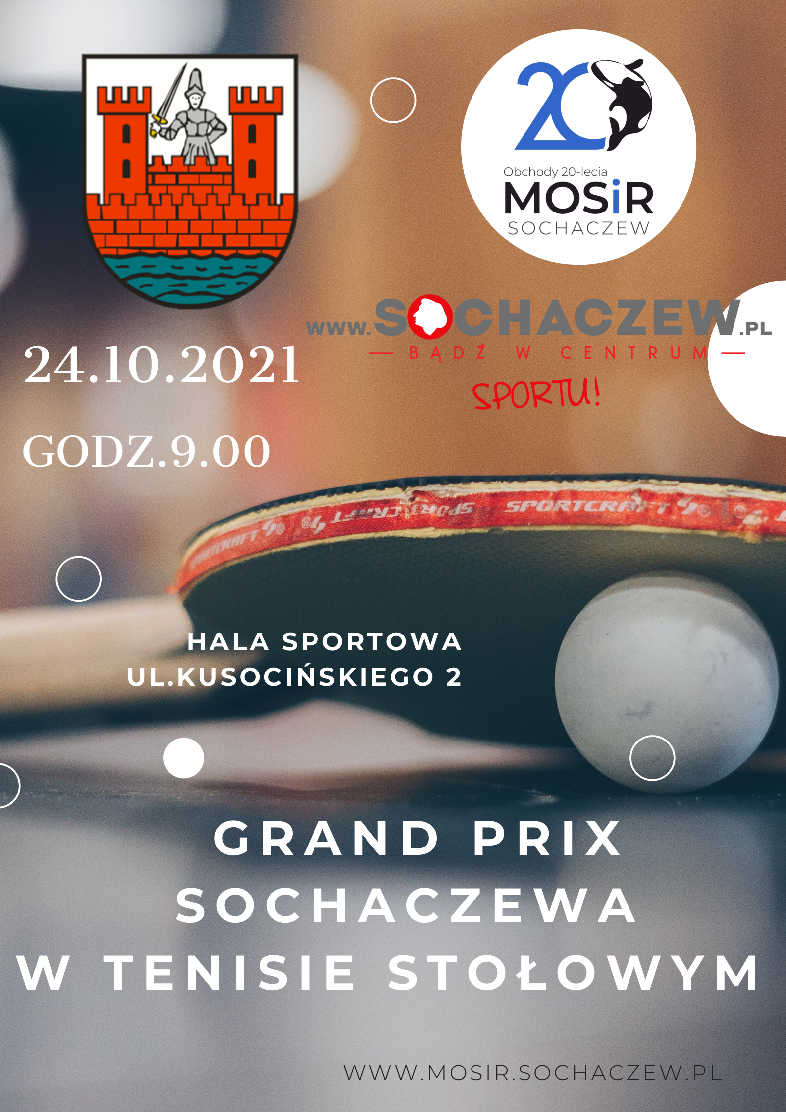 Plakat turnieju Grand Prix Sochaczewa w Tenisie Stołowym