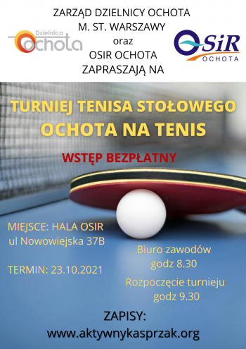 Plakat turnieju „OCHOTA NA TENIS"