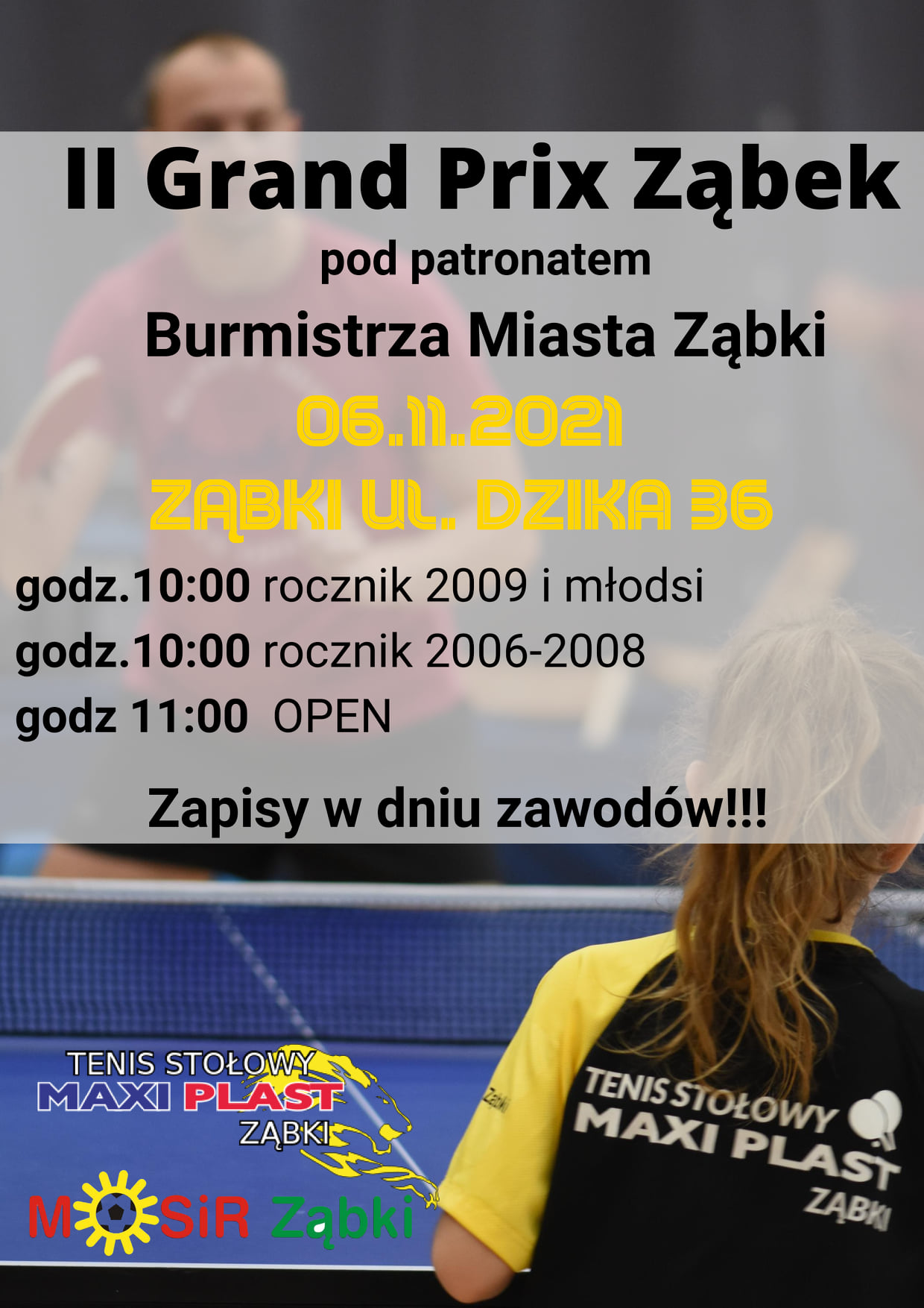 Plakat turnieju II Grand Prix Ząbek 2021