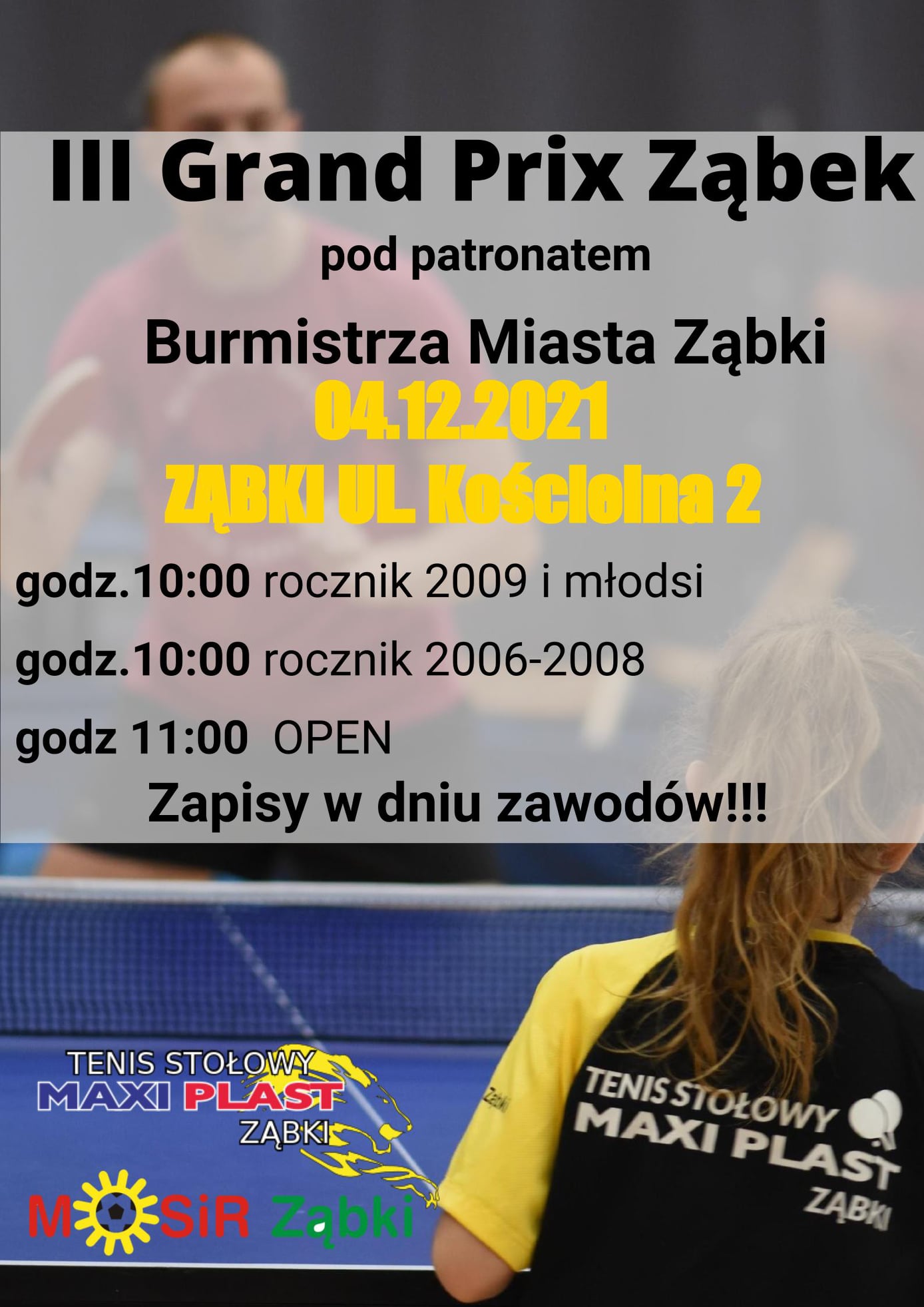 Plakat turnieju III Grand Prix Ząbek 2021