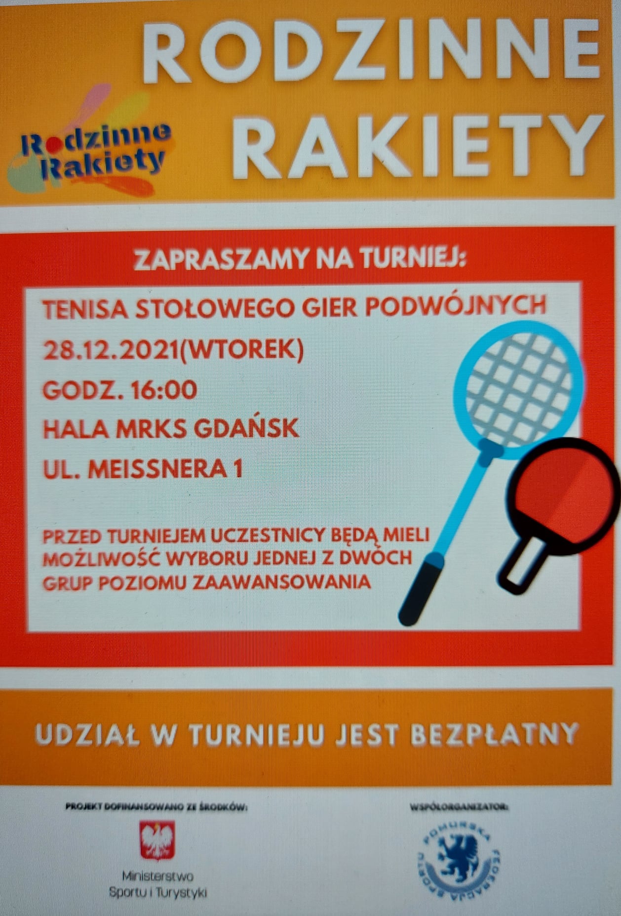 Plakat turnieju Rodzinne Rakiety