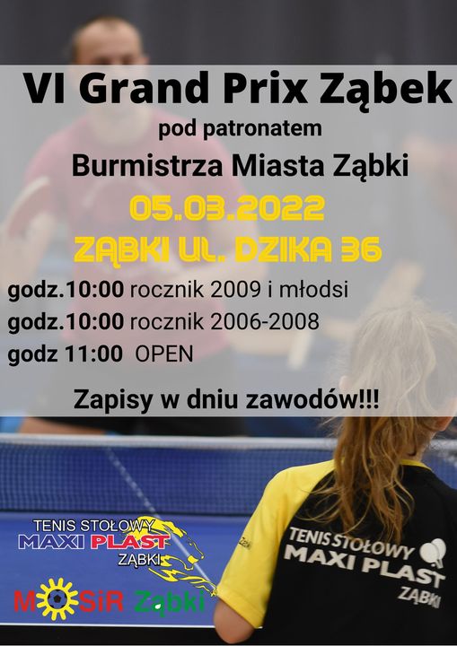 Plakat turnieju VI Grand Prix Ząbek 2022