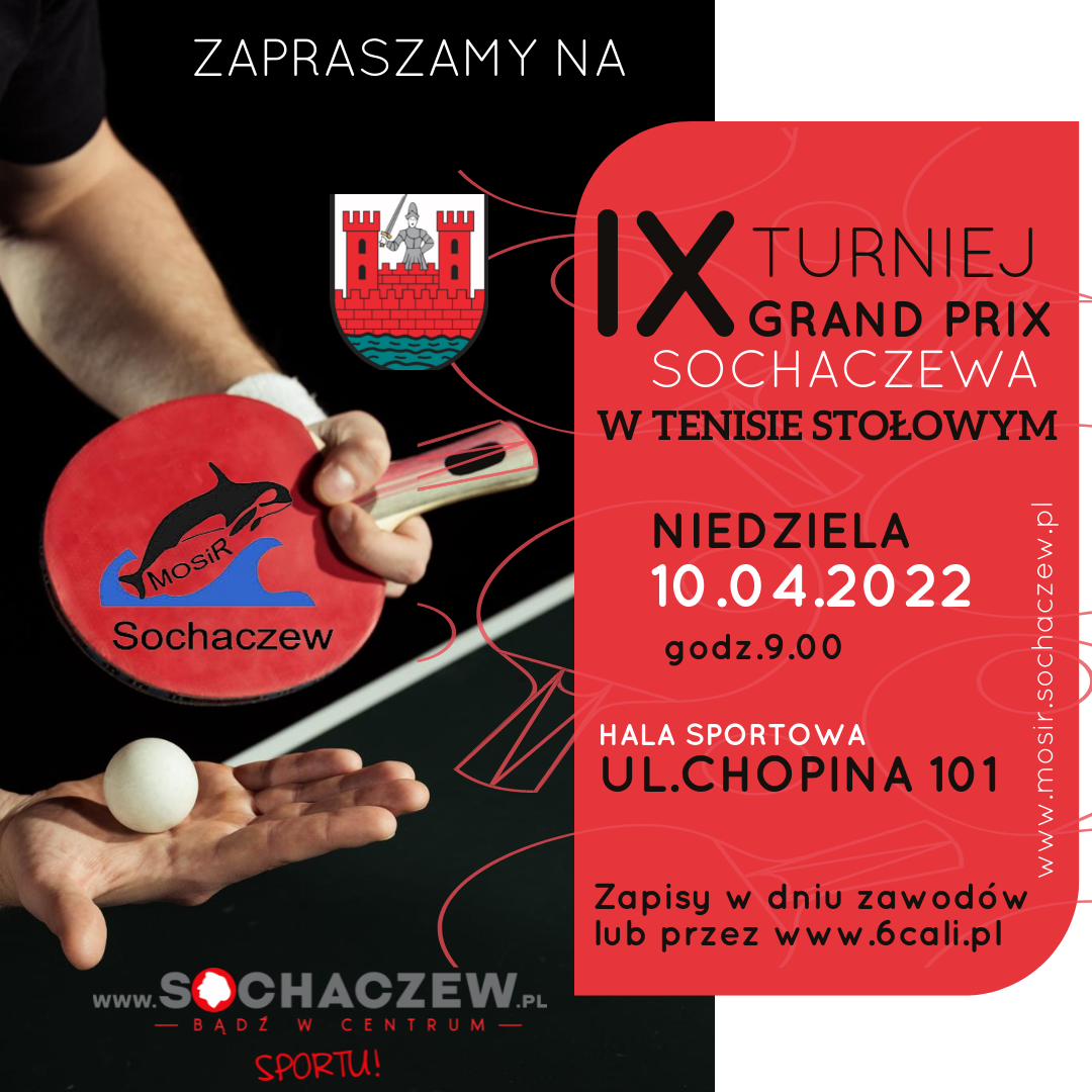 Plakat turnieju Grand Prix Sochaczewa w Tenisie Stołowym