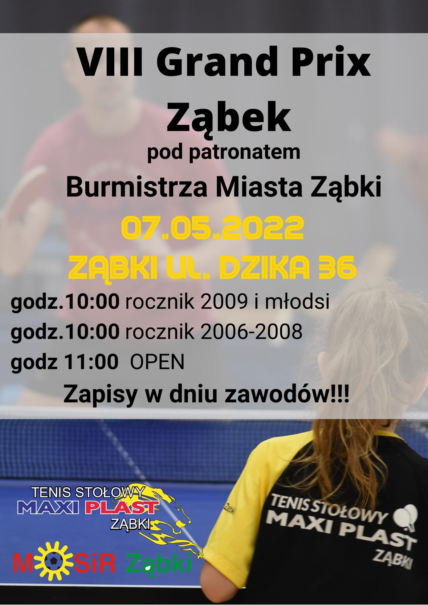 Plakat turnieju VIII Grand Prix Ząbek 2022