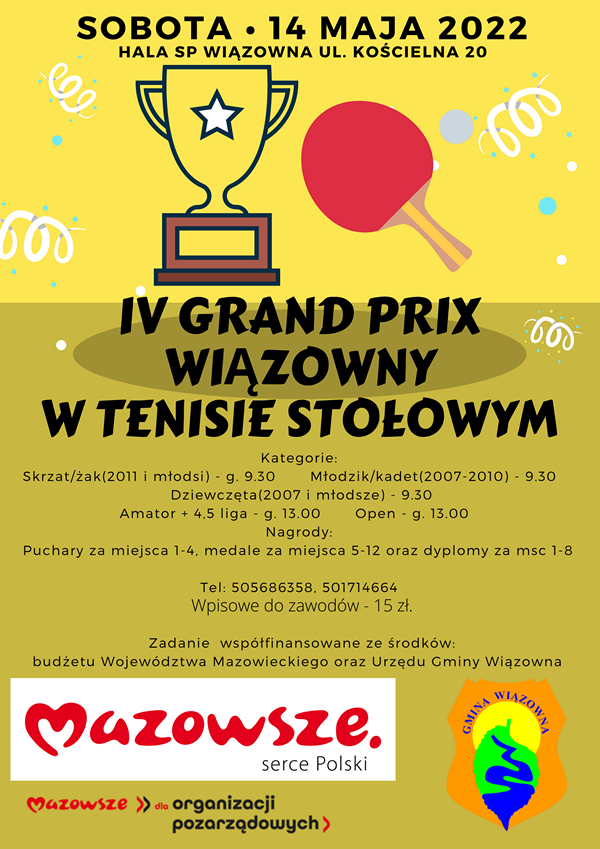 Plakat turnieju IV Turniej GKTS Wiązowna - maj 2022