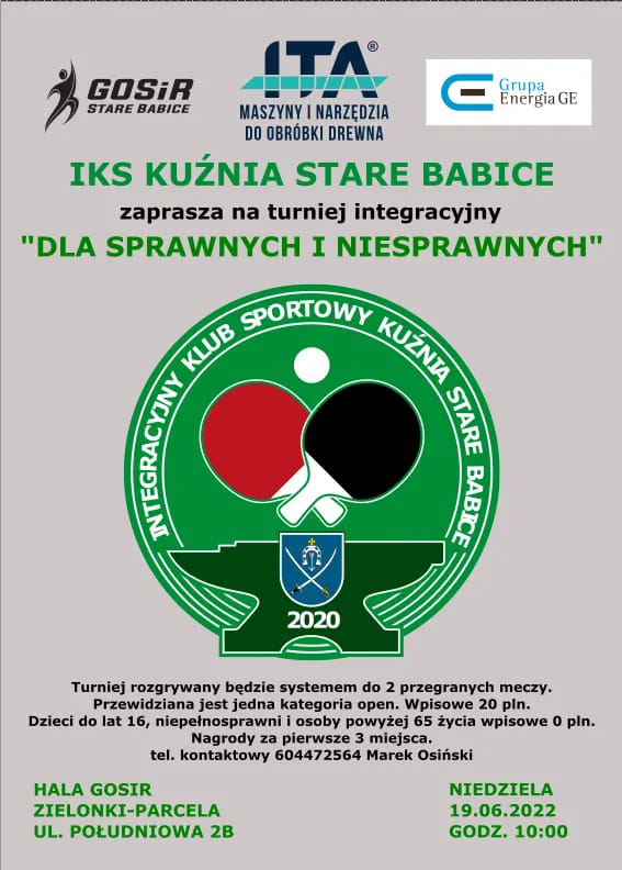 Plakat turnieju Integracyjny turniej "Dla sprawnych i niesprawnych" 2022