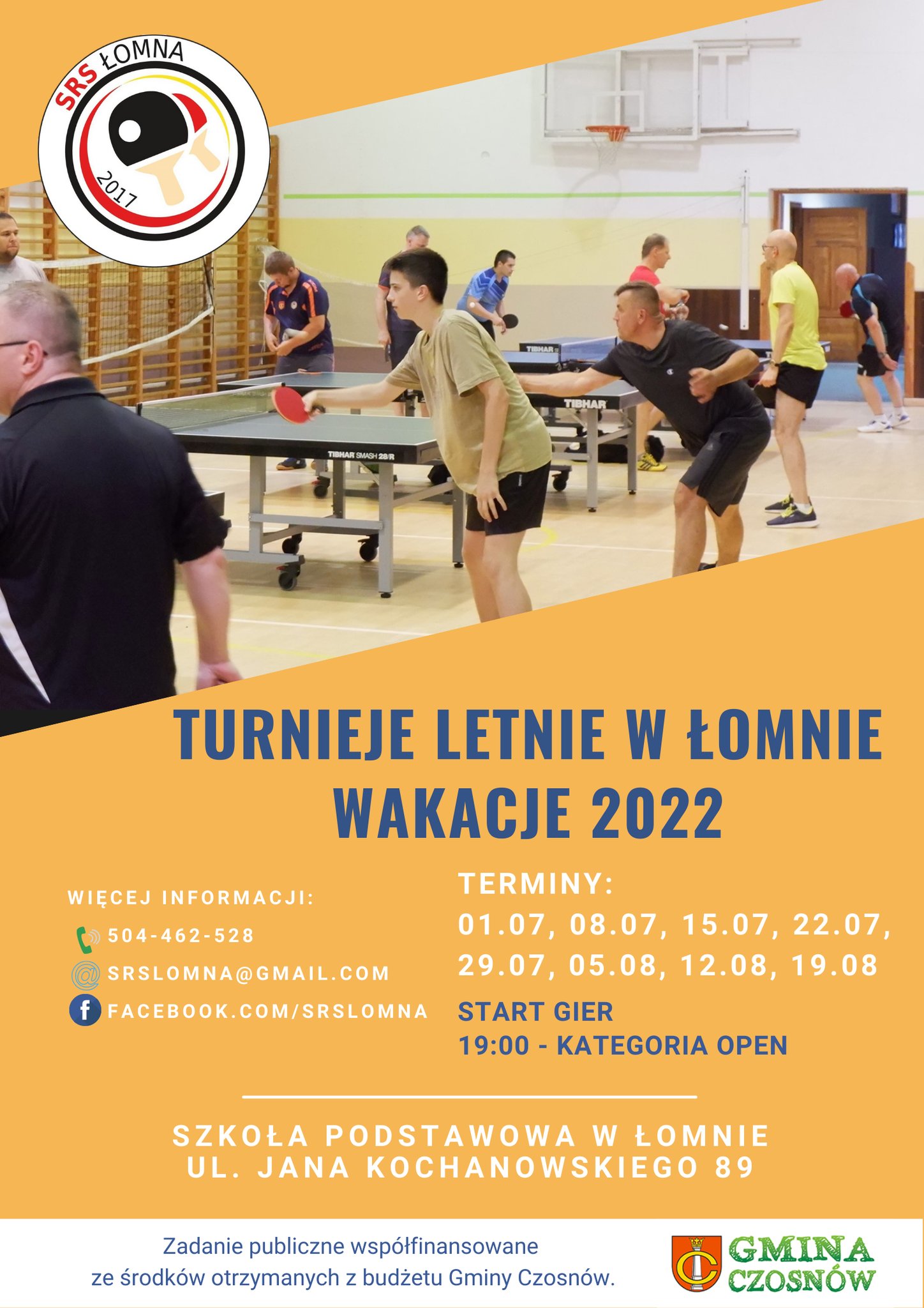 Plakat turnieju Turnieje letnie w Łomnie wakacje 2022 - termin 1