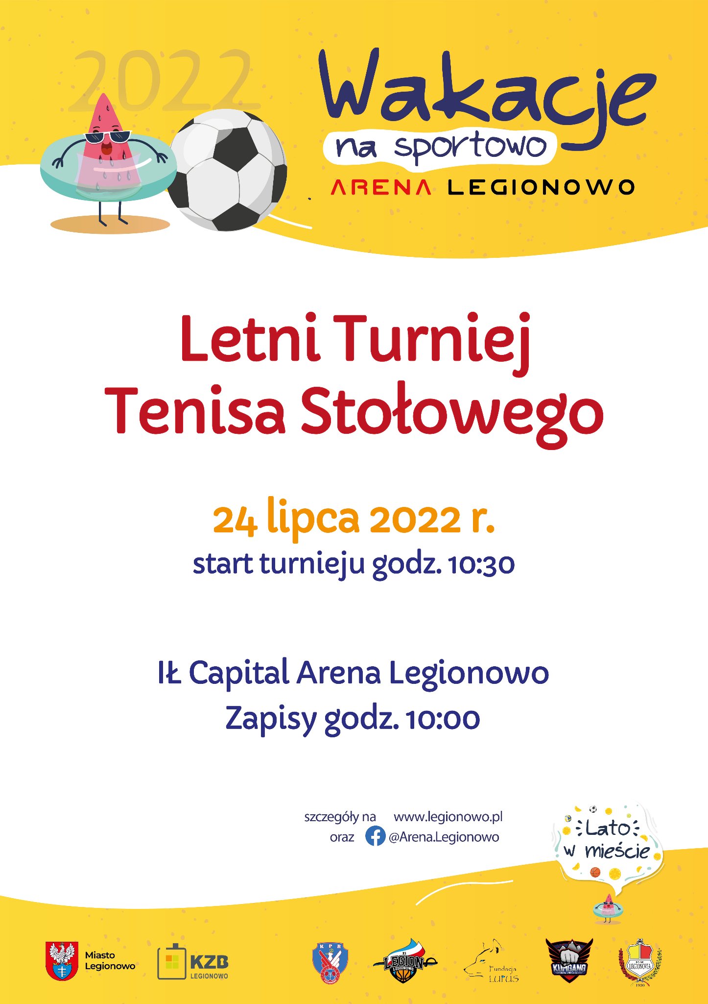 Plakat turnieju Letni Turniej Tenisa Stołowego Legionowo lipiec 2022