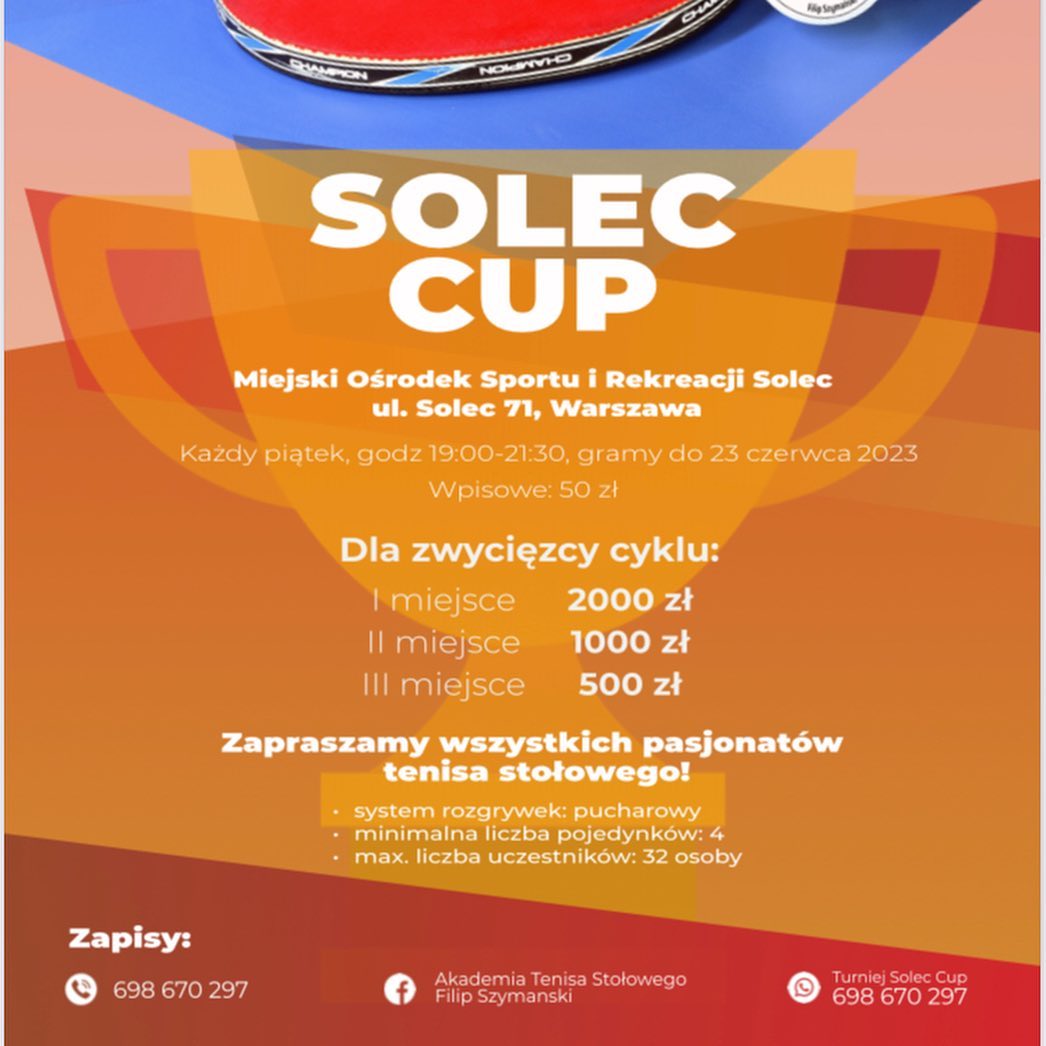 Plakat turnieju Turniej SOLEC CUP w każdy Piątek 2022 - turniej 1